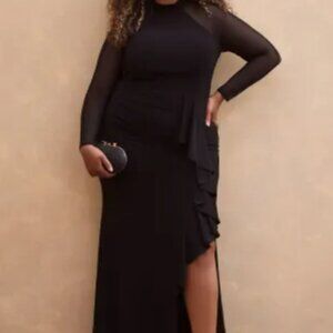 Black floor length sheer sleeves